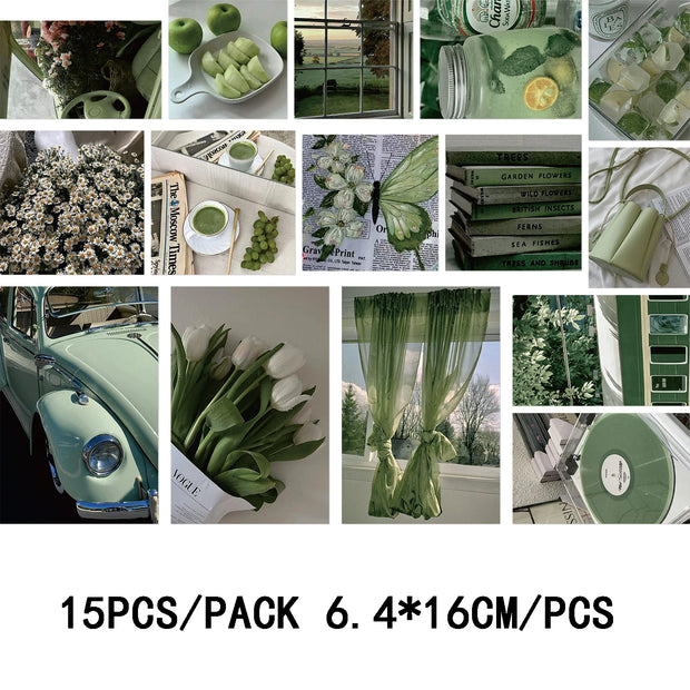 Lot de 15 Cartes Postales “Summer Green” – Décoration Murale Fraîche et Naturelle