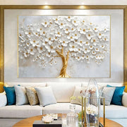 Golden Tree of Serenity” – Toile décorative moderne