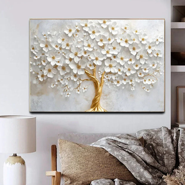 Golden Tree of Serenity” – Toile décorative moderne