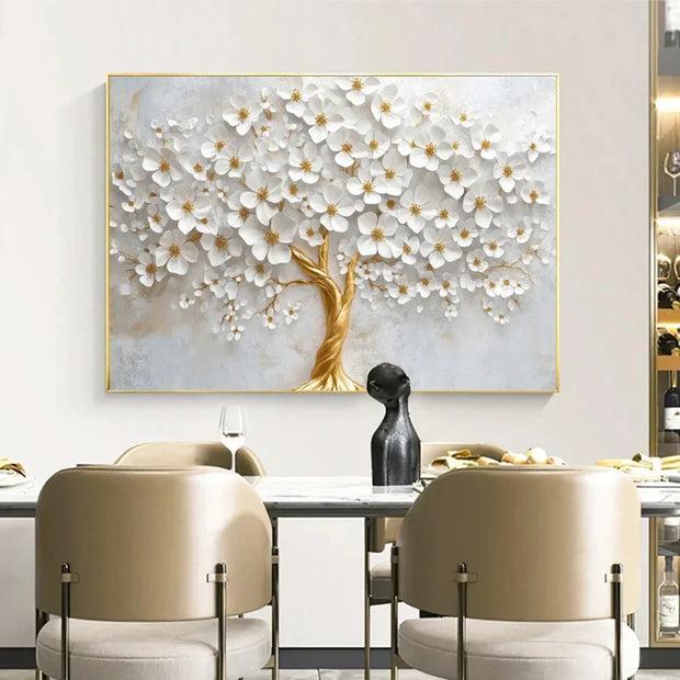 Golden Tree of Serenity” – Toile décorative moderne